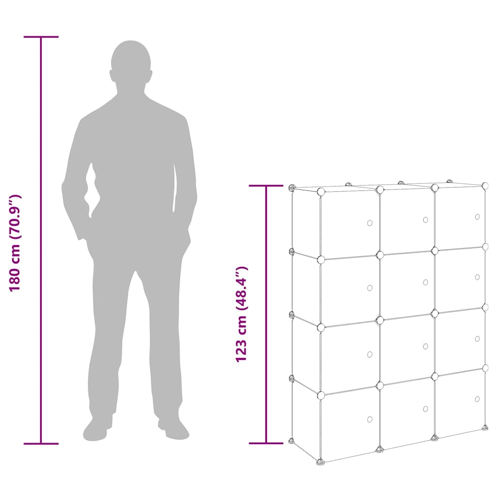 Storage Cube Organiser | Transparent | PP Plastic, Steel | Large