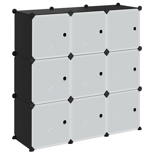 Storage Cube Organiser | Black | PP Plastic, Steel | Medium | Stackable
