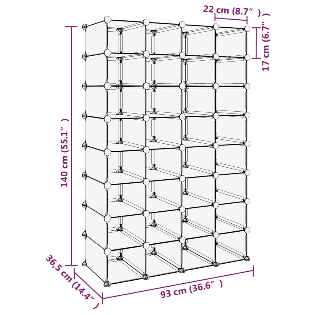 Shoe Rack | Transparent | Polypropylene, Steel | Large | Shoe Rack