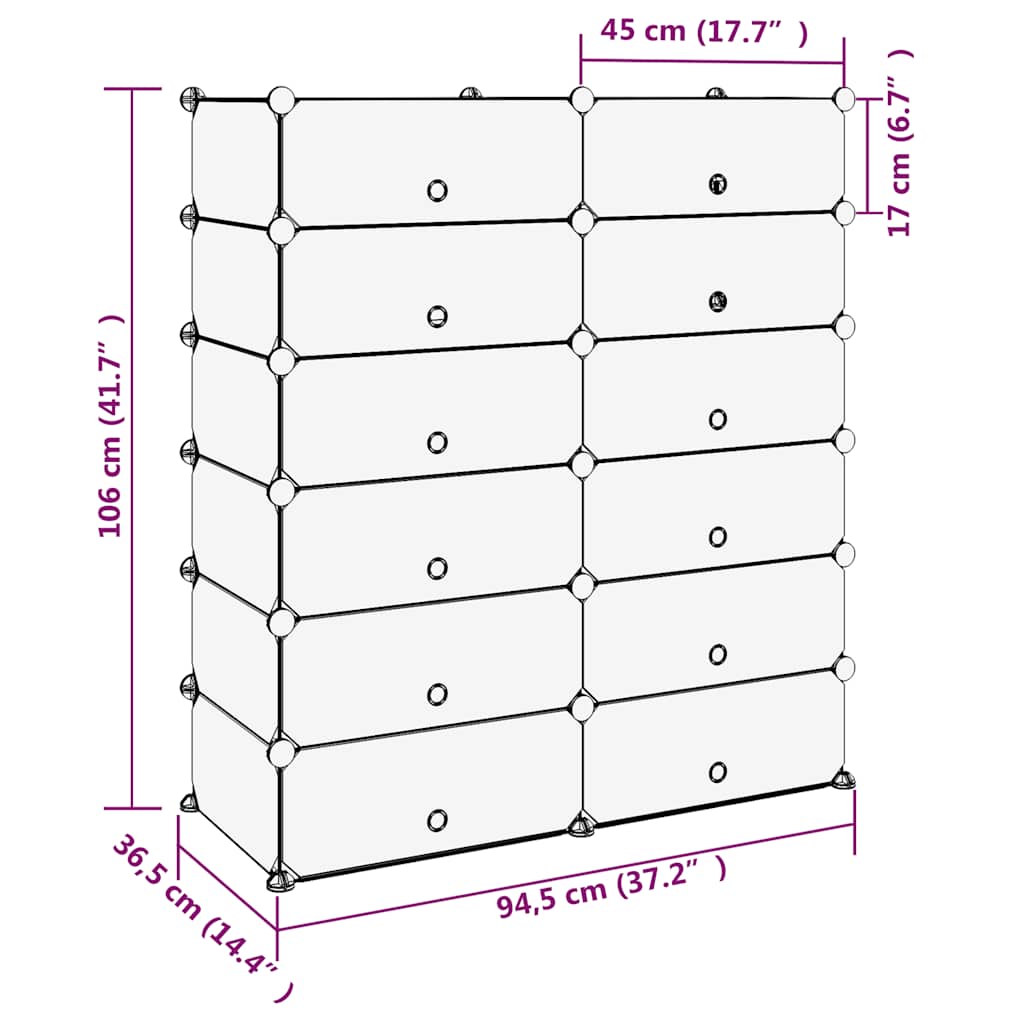 Shoe Rack | Black | Polypropylene, Steel | Large | Modular | Shoe Rack
