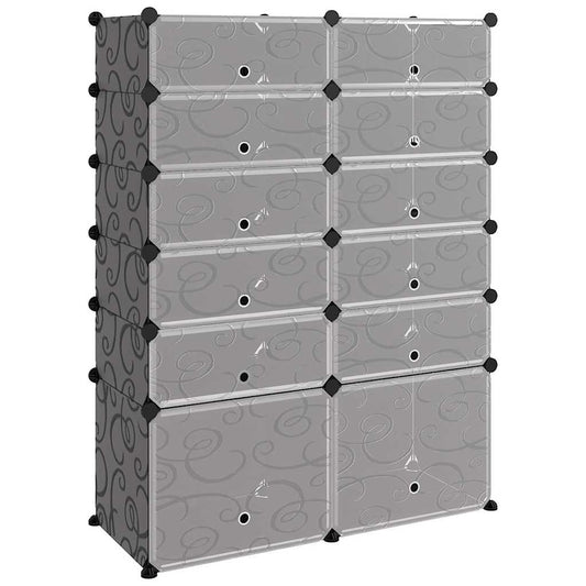 Shoe Rack | Black | PP (Polypropylene), Steel | 94 x 37 x 125 cm