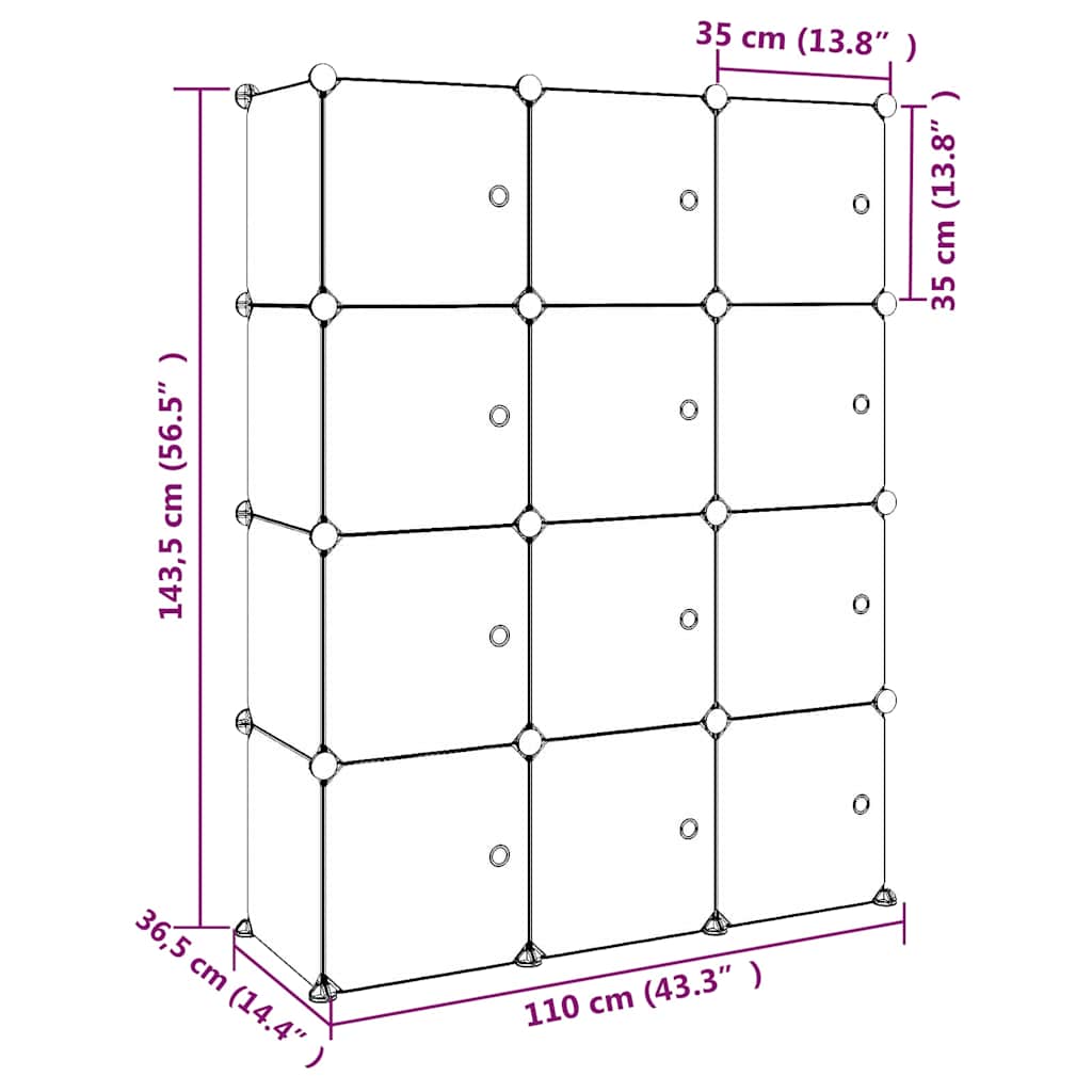 Storage Cabinet | Green | Polypropylene (PP) and Steel | Large 12-cube