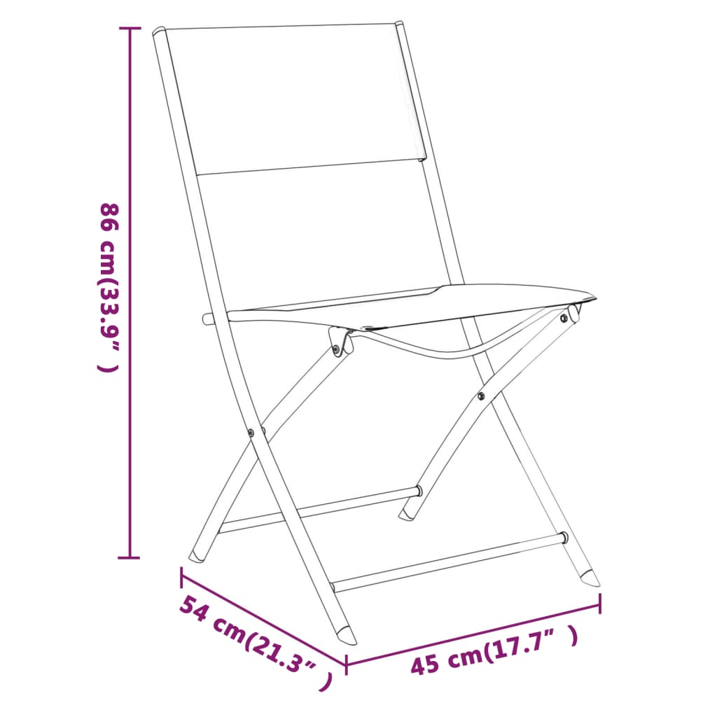 Folding Chairs 4 pcs Black Steel and Textilene