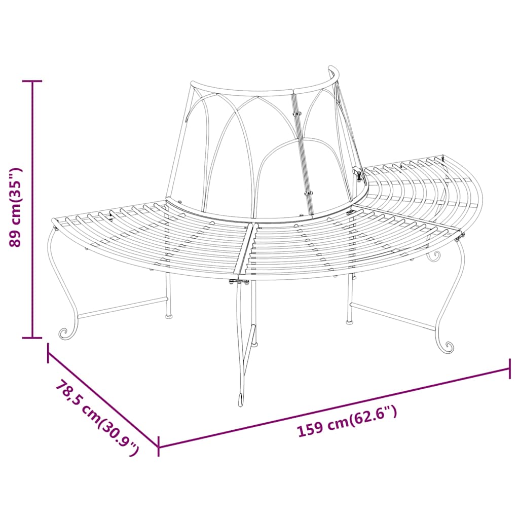 Tree Bench | Set of 2 | Black | Steel | Large | Appealing Design