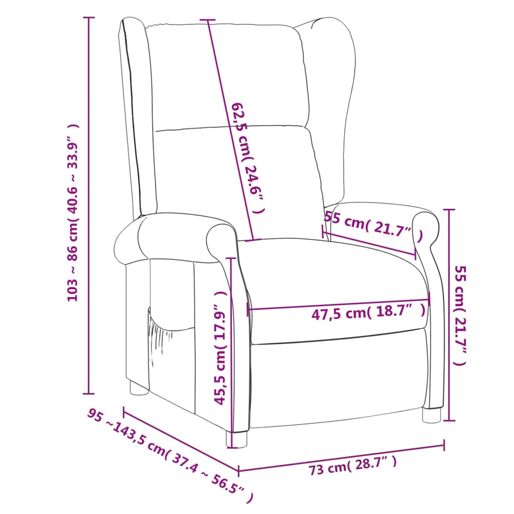 Recliner Chair Dark Brown Fabric