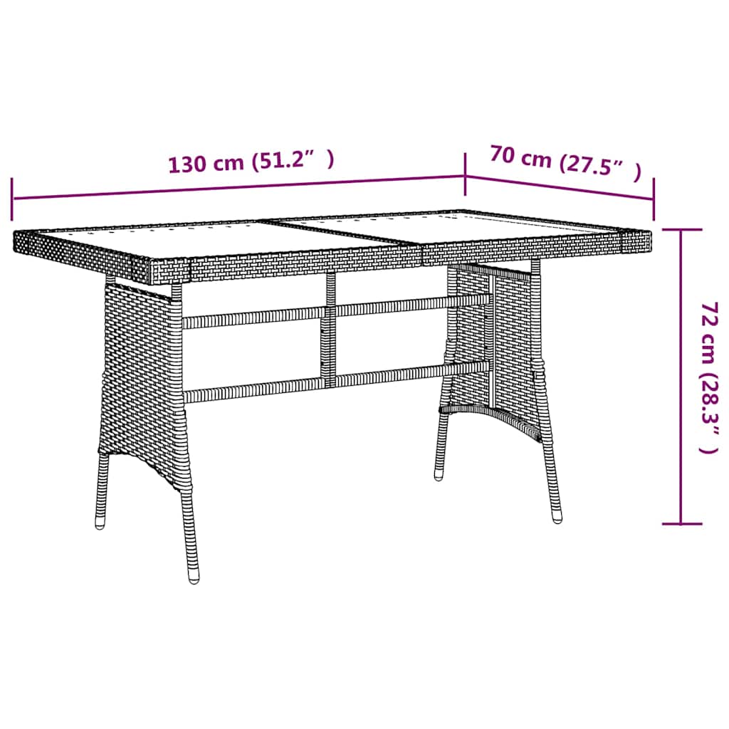 Garden Table | Black | Poly Rattan & Solid Acacia Wood | Medium | Durable