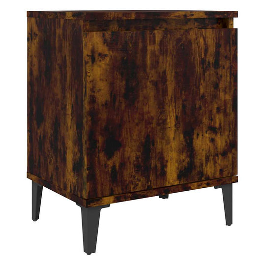 813116 vidaXL Bed Cabinet with Metal Legs Smoked Oak 40x30x50 cm