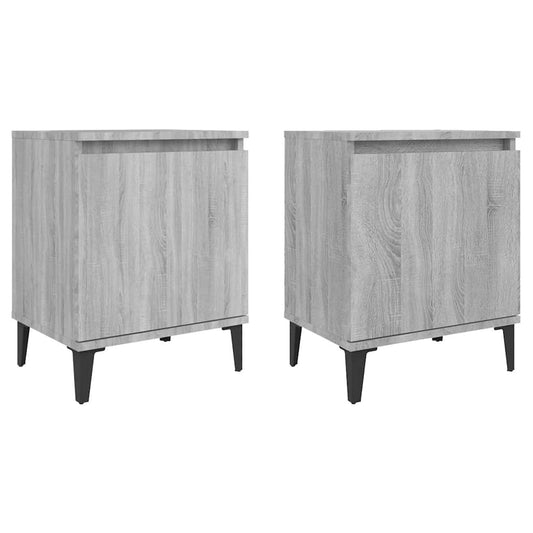 Bed Cabinets with Metal Legs Grey Sonoma 40x30x50 cm