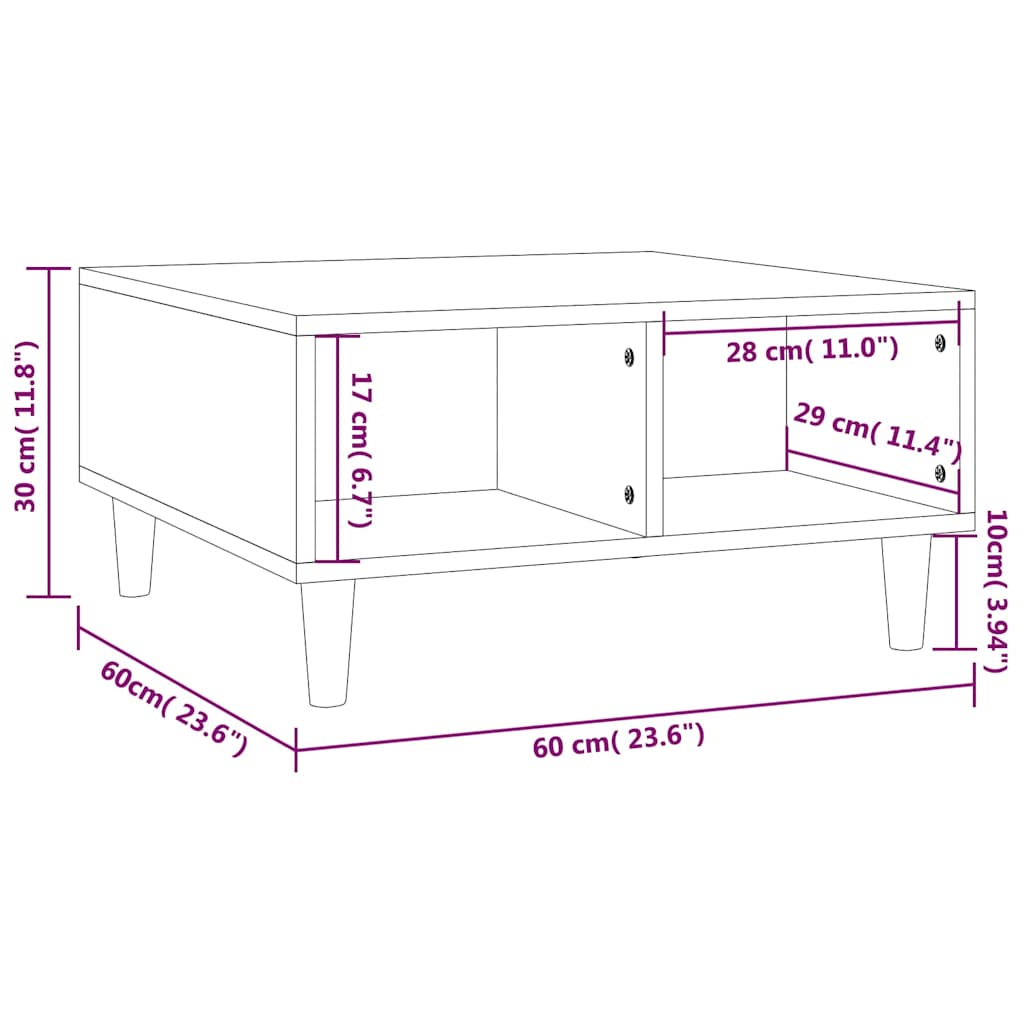 Coffee Table | Grey sonoma | Engineered wood, solid eucalyptus wood