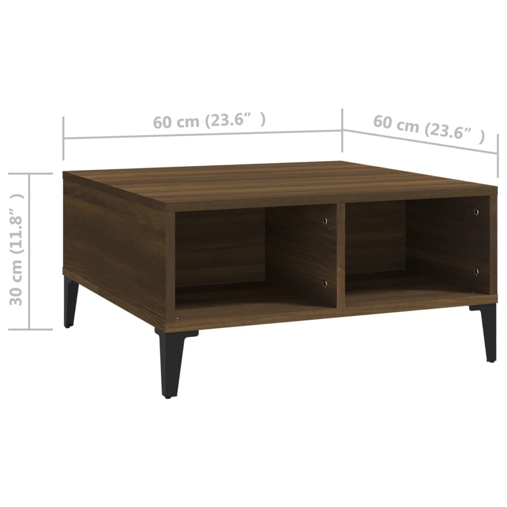 Coffee Table | Brown oak | Engineered wood | 60x60x30 cm | Coffee Table