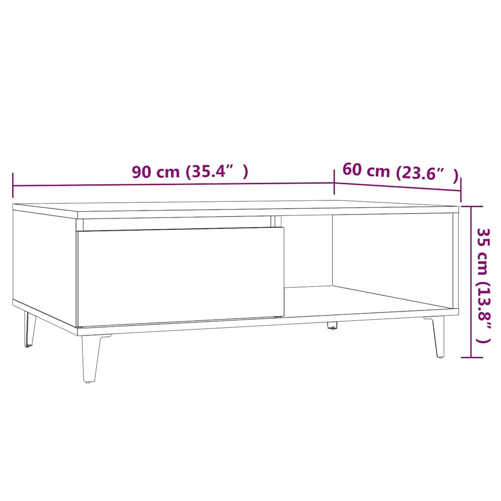 Coffee Table | Smoked Oak | Engineered Wood, Metal | Coffee Table
