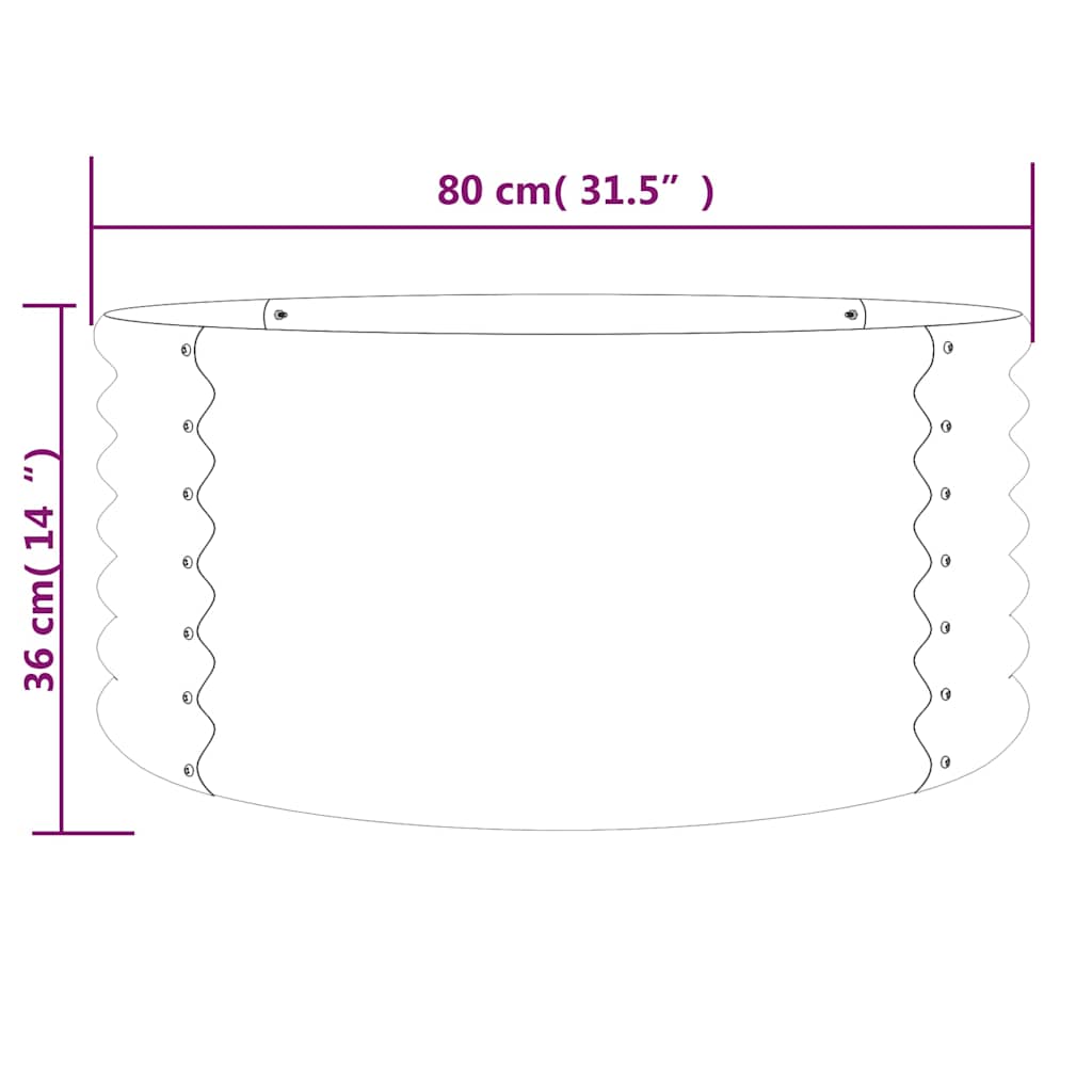 Garden Planter | Green | Powder-coated steel | 80 cm wide, 36 cm tall