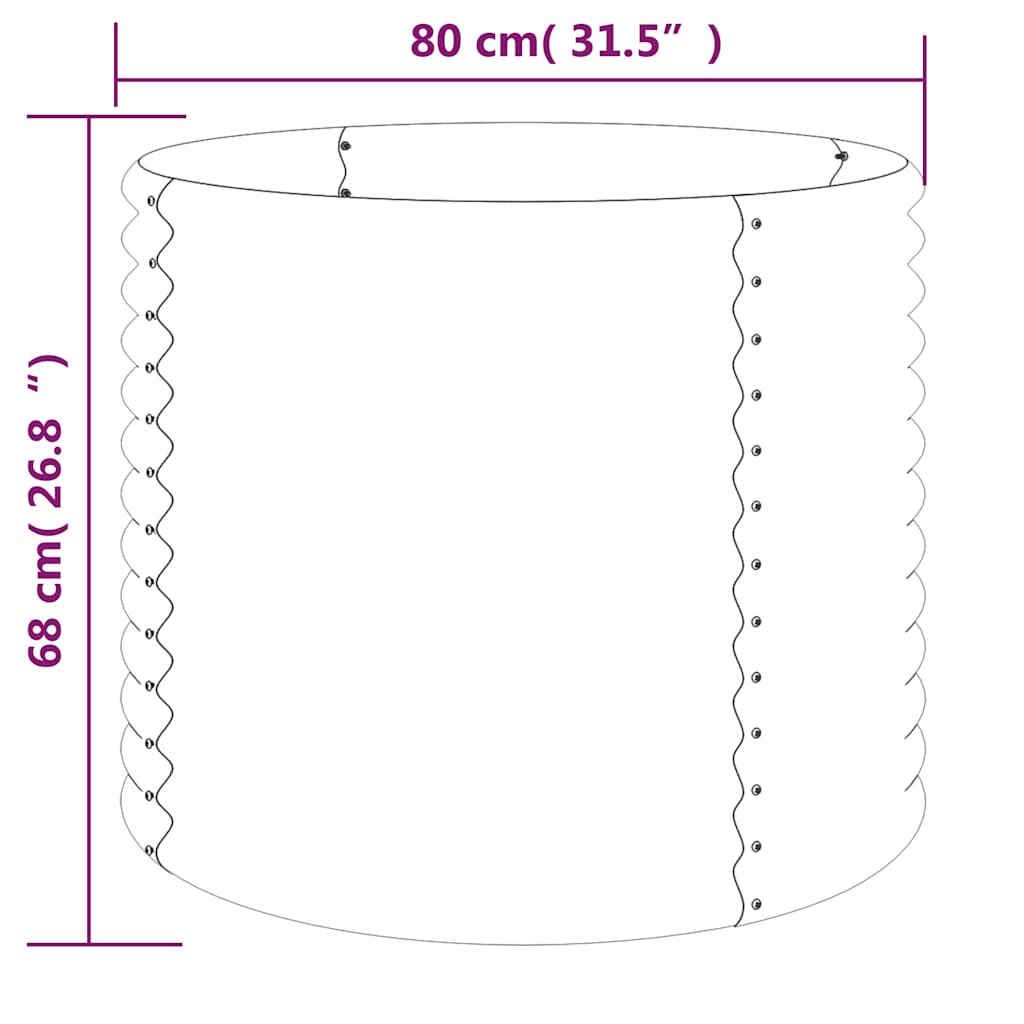 Garden Planter | Grey | Powder-coated steel | 80x80x68 cm
