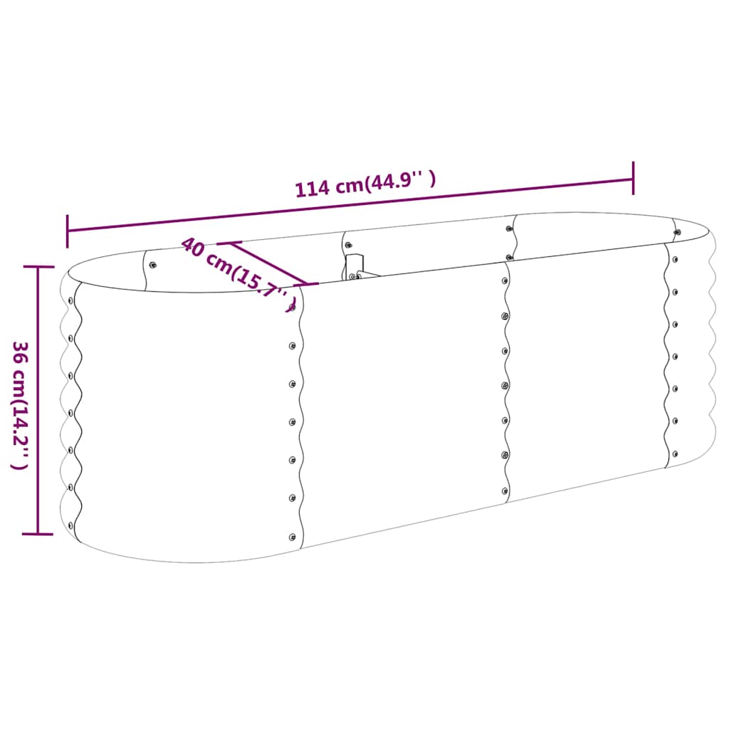 Garden Raised Bed Galvanised Steel 114x40x36 cm Green