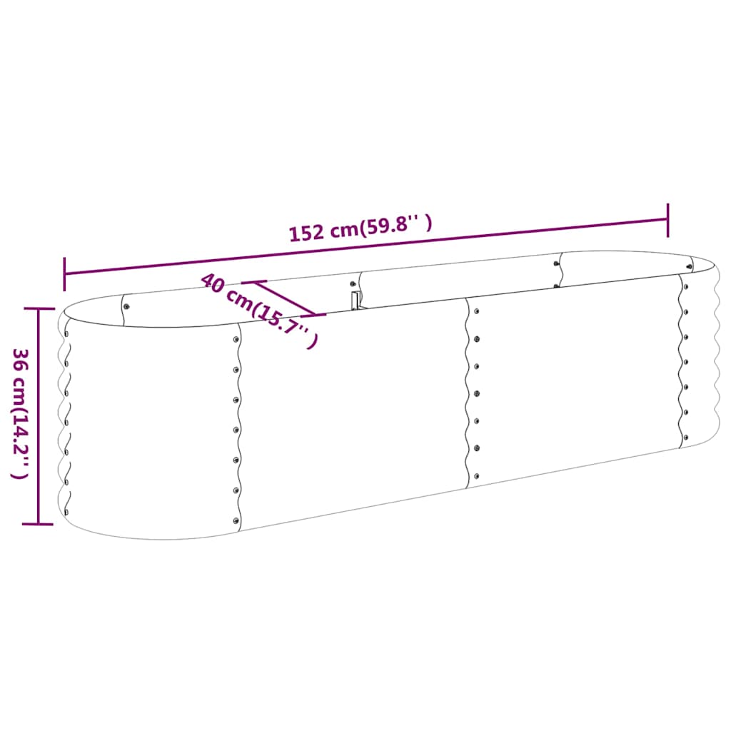 Garden Raised Bed Galvanised Steel 152x40x36 cm Grey