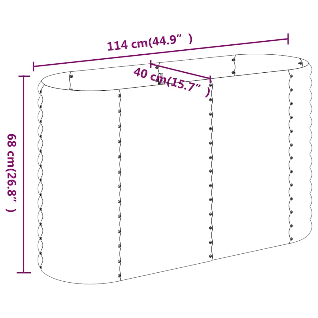 Garden Raised Bed | Green | Powder-coated steel | Large | Durable
