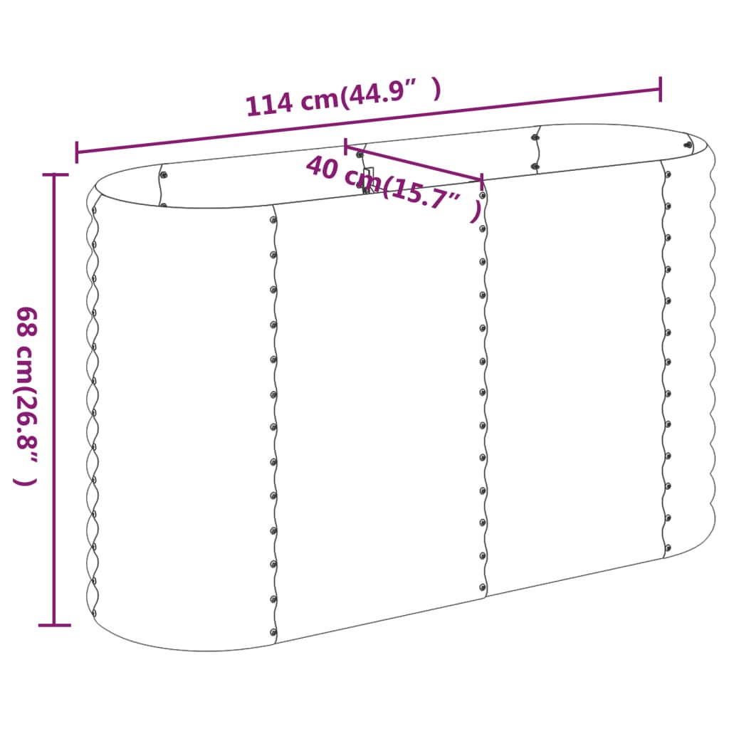 Garden Raised Bed | Silver | Powder-coated steel | Large | Durable