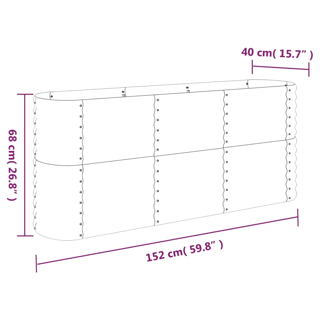 Patio Raised Bed Galvanized Steel 152x40 x 26.8 " Brown