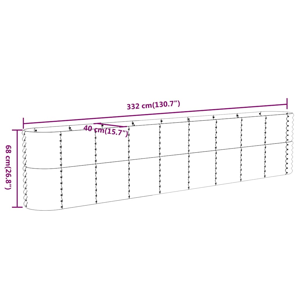 Garden Raised Bed | Green | Powder-coated steel | Large | Durable