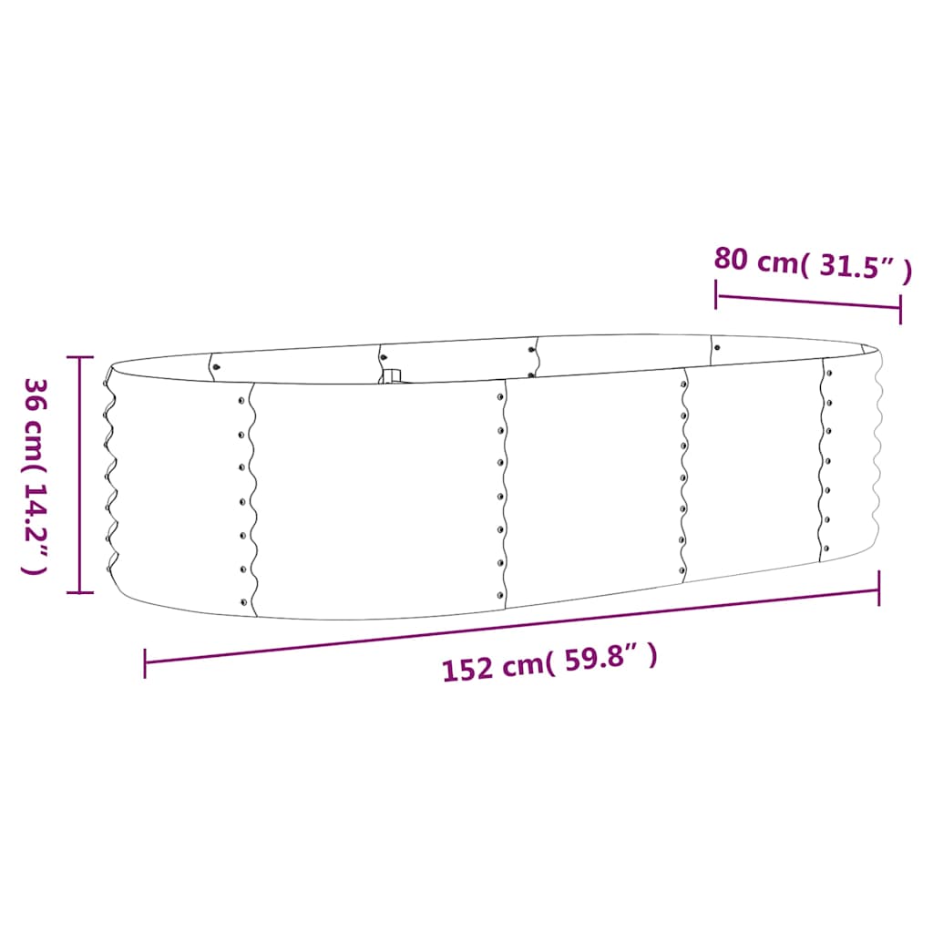Garden Raised Bed | Green | Powder-coated steel | Large | Durable
