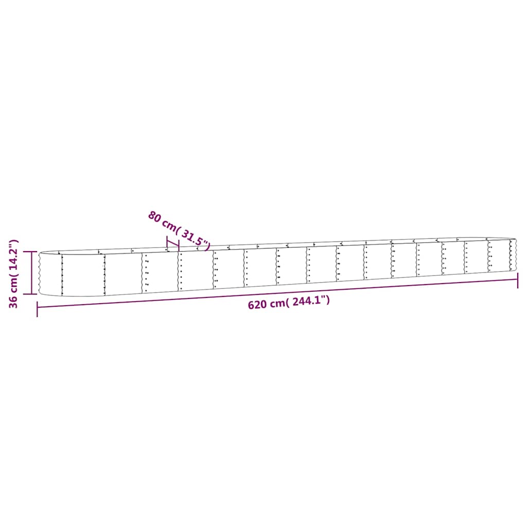Garden Raised Bed Galvanised Steel 620x80x36 cm Brown