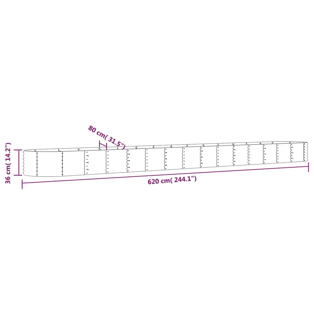 Garden Raised Bed | Silver | Powder-coated steel | Large | Durable