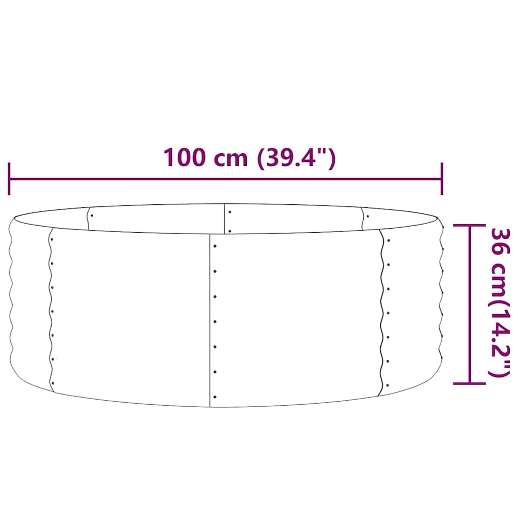 Garden Raised Bed | Brown | Powder-coated steel | 100 x 100 x 36 cm