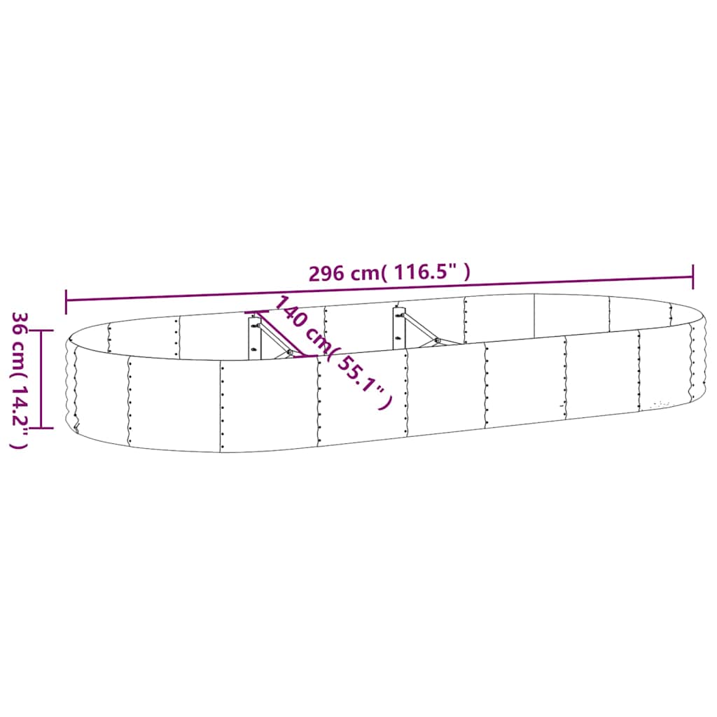 Garden Raised Bed Galvanised Steel 296x140x36 cm Green