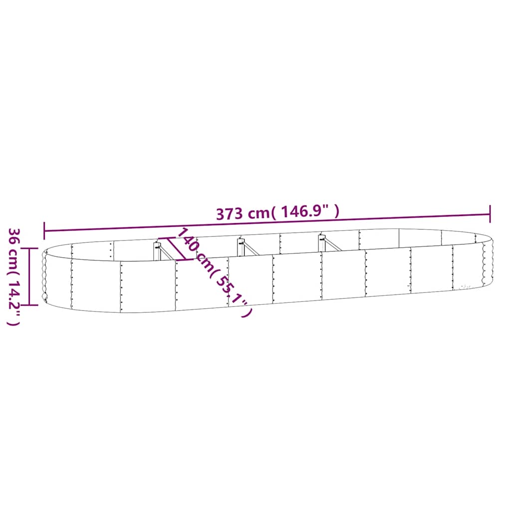 Garden Raised Bed | Silver | Powder-coated steel | Large