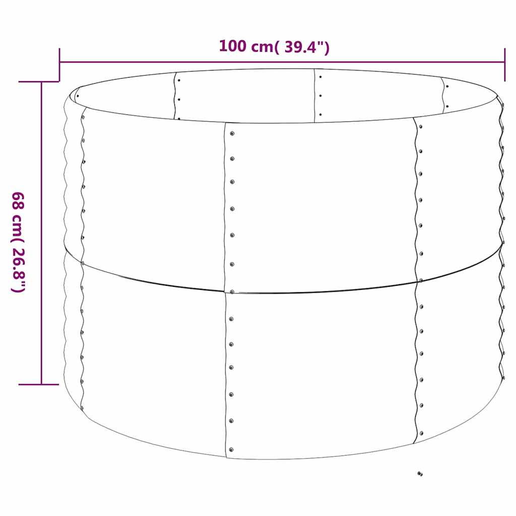 Garden Raised Bed | Grey | Powder-coated steel | 100x100x68 cm | Durable