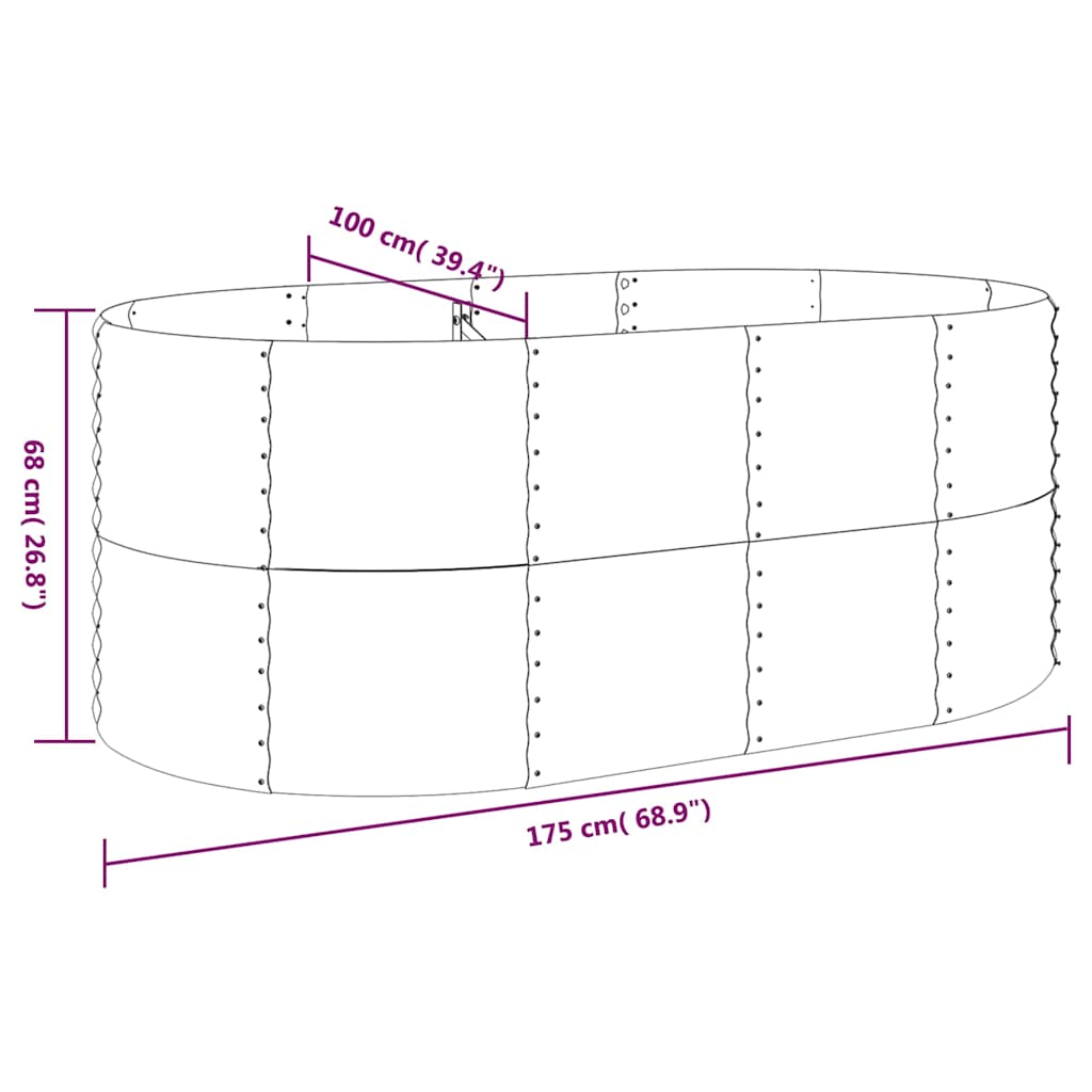 Garden Raised Bed Galvanised Steel 175x100x68 cm Green