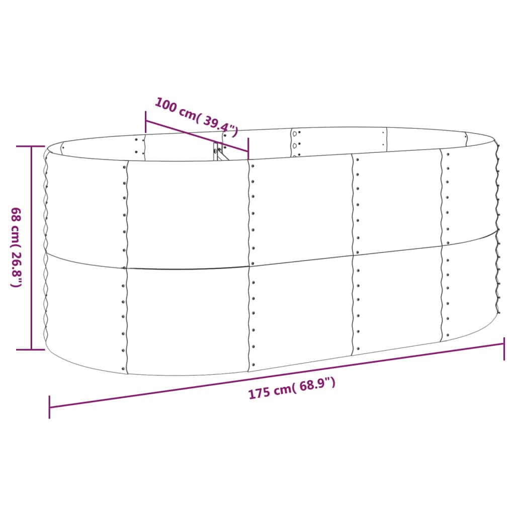 Garden Raised Bed | Grey | Powder-coated steel | Large | Durable