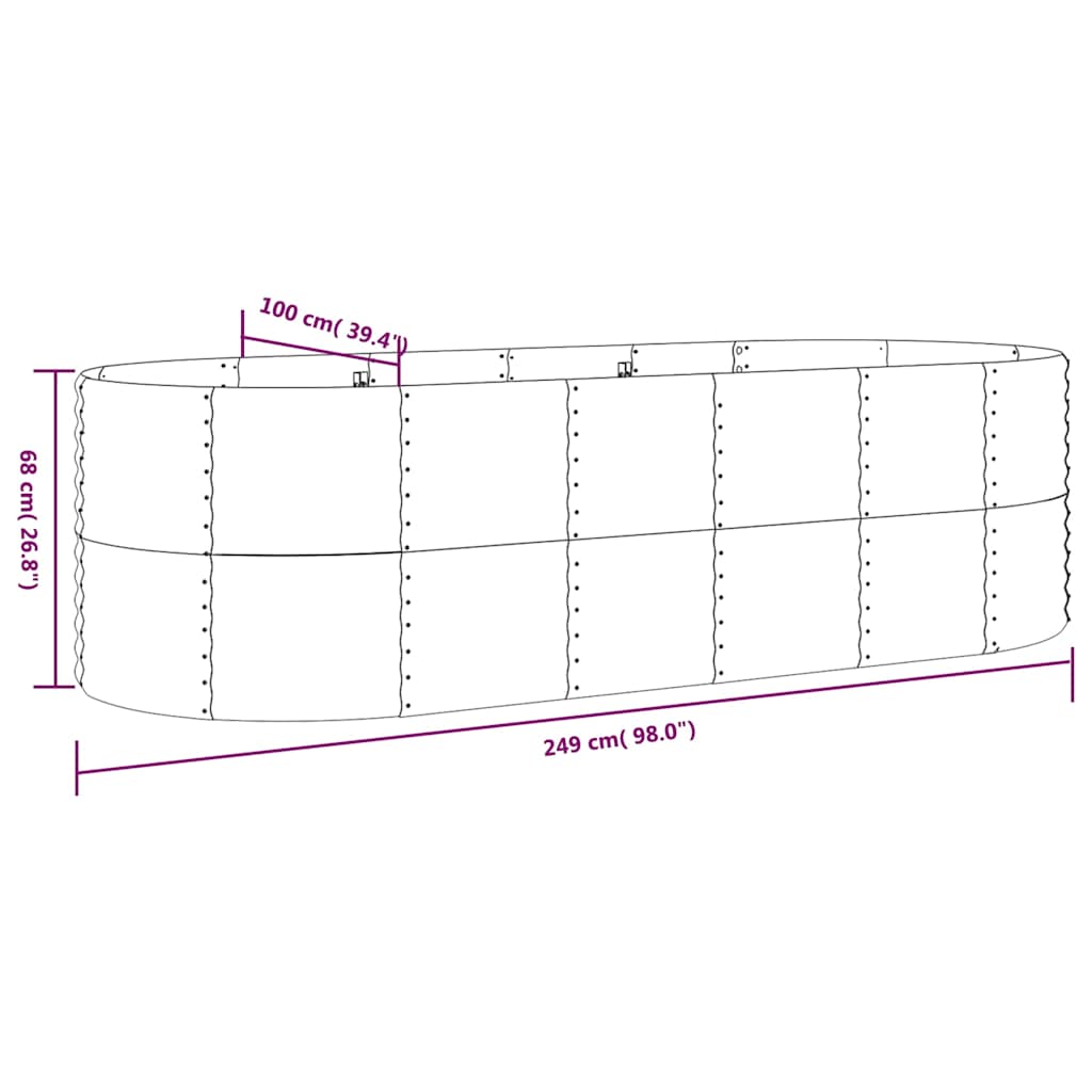 Garden Raised Bed | Grey | Powder-coated steel | Large