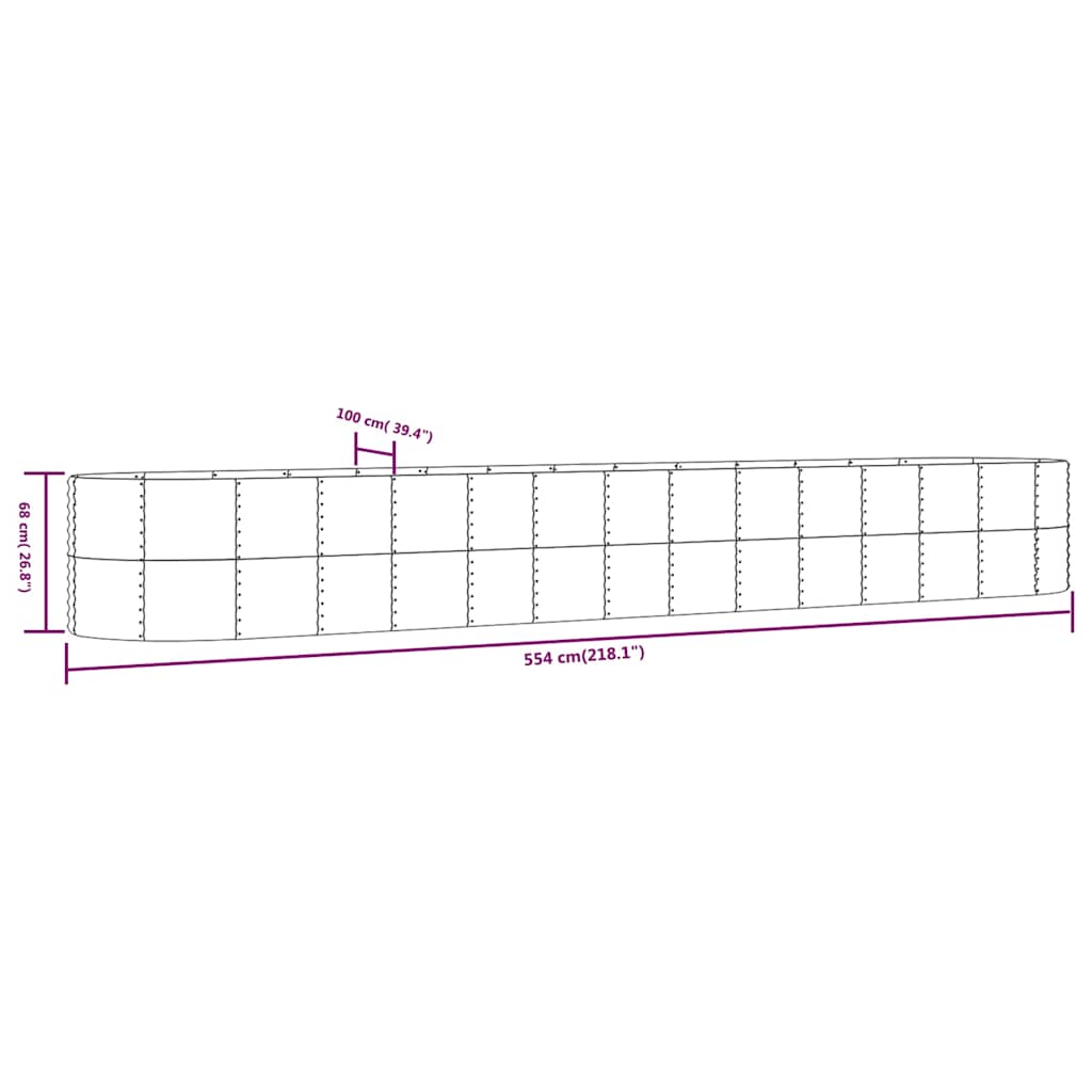 Garden Raised Bed | Silver | Powder-coated steel | Large