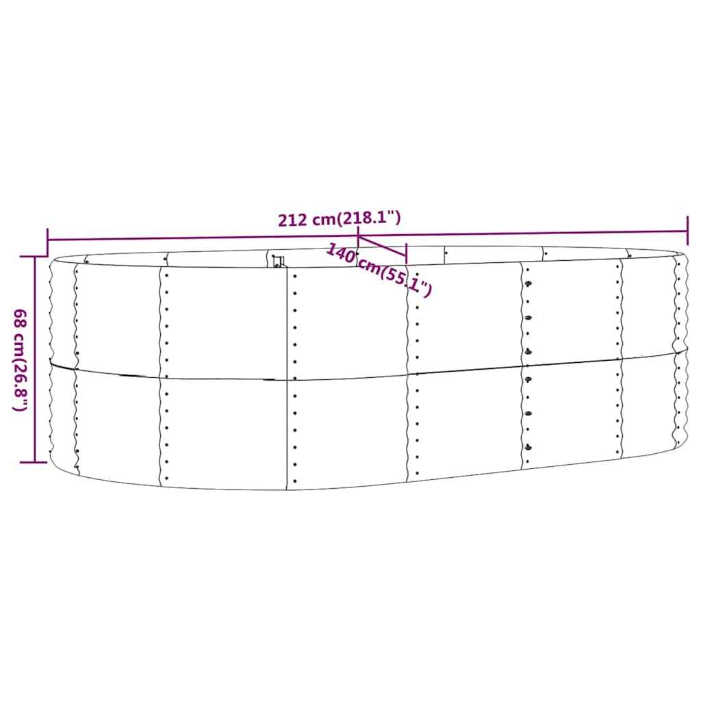 Garden Raised Bed Anthracite 212x140x68 cm Galvanised Steel