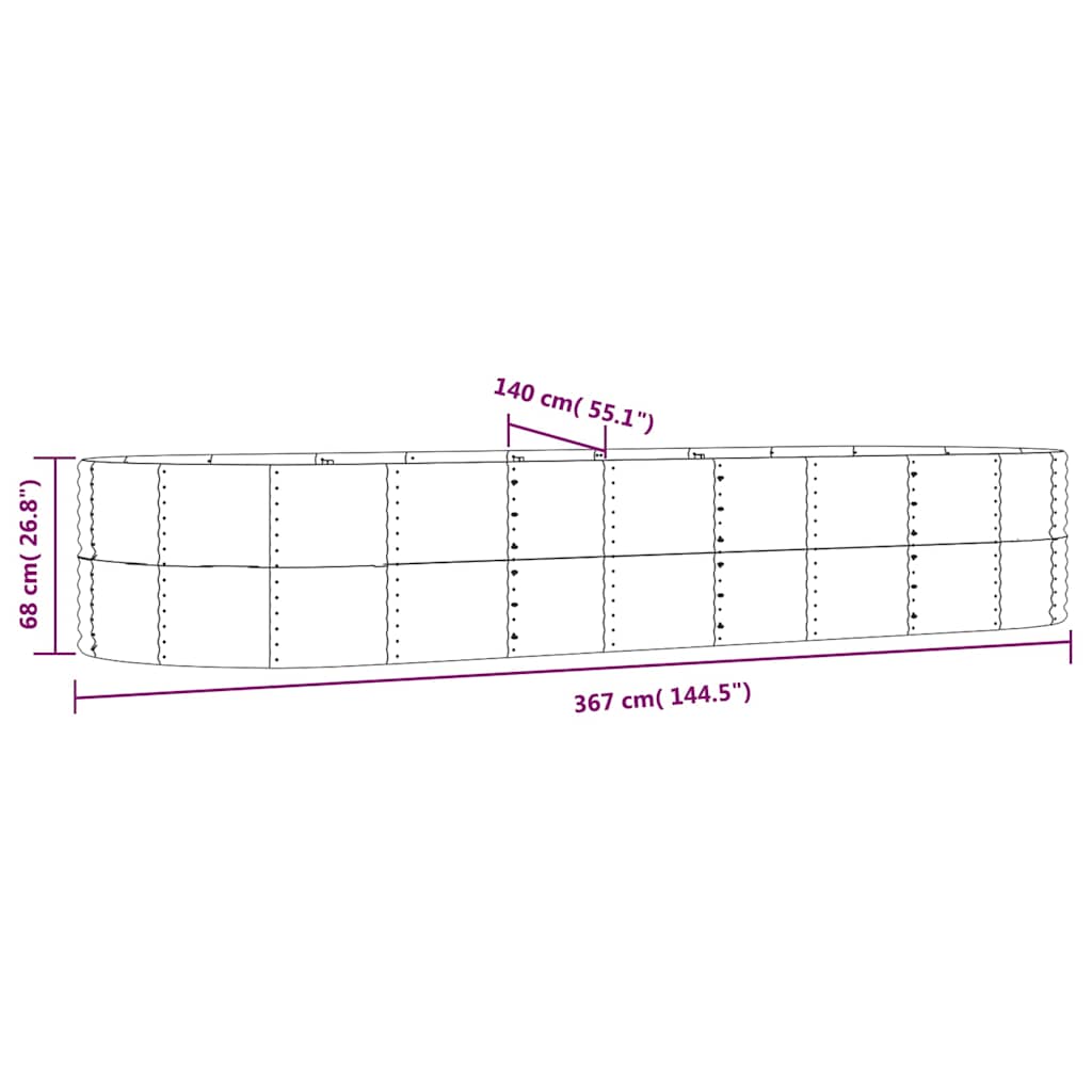 Garden Raised Bed | Grey | Powder-coated steel | Large