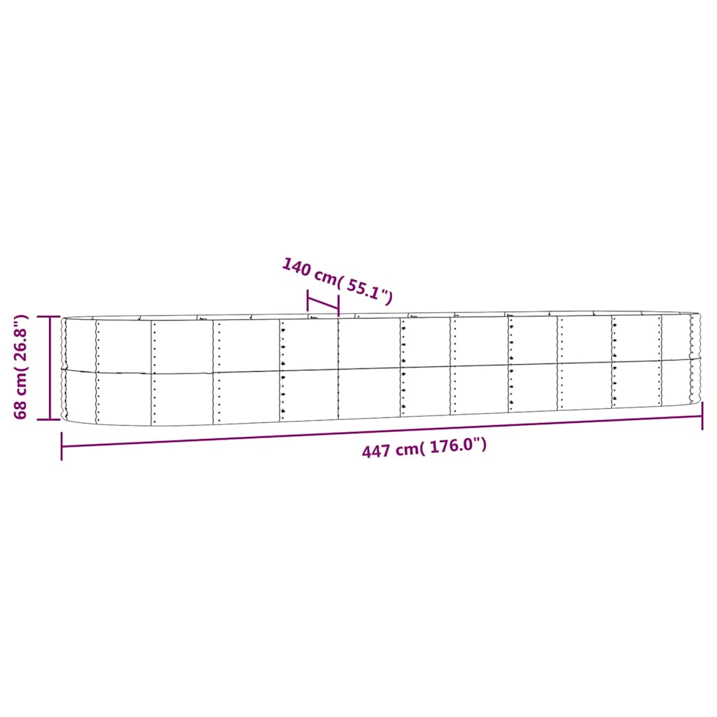Garden Raised Bed | Silver | Powder-coated steel | Large | Durable