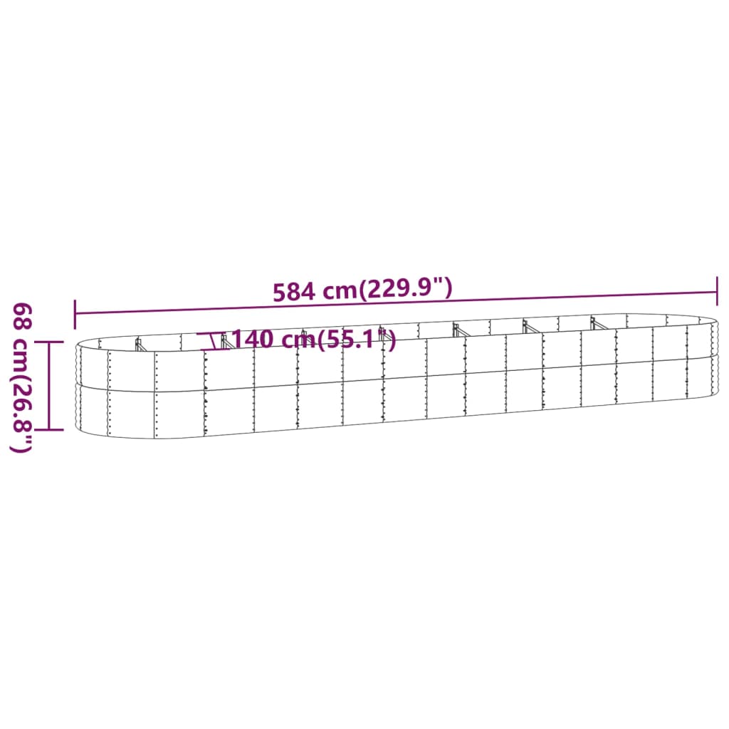 Garden Raised Bed | Silver | Powder-coated steel | Large