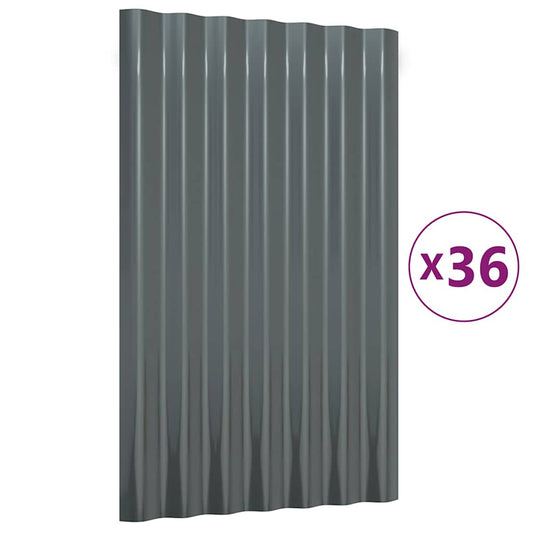 Roof Panels 36 pcs Galvanised Steel Anthracite 60x36 cm