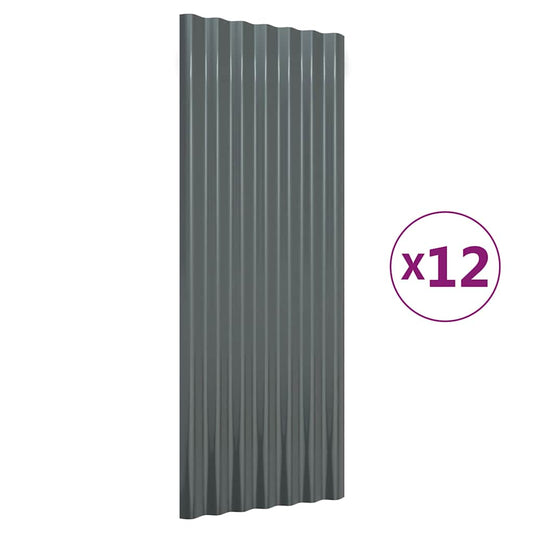 Roof Panels 12 pcs Galvanized Steel Anthracite 39.4"x14.2