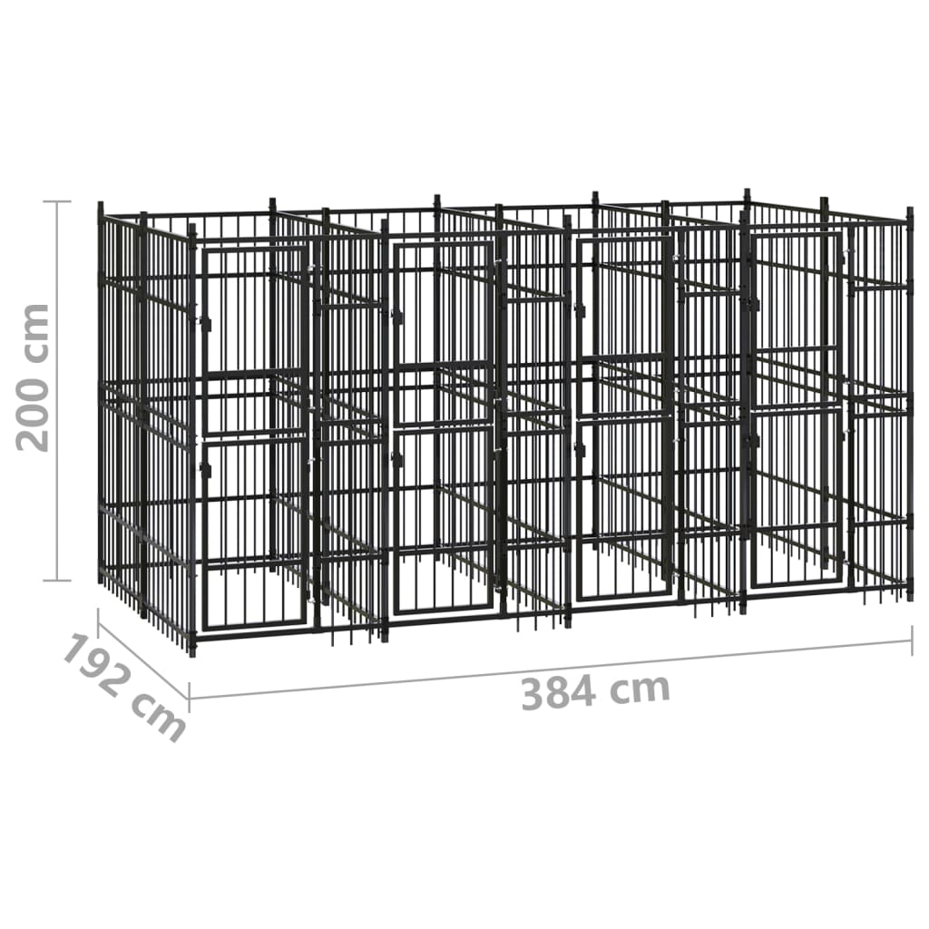 Dog Kennel Black Powder-coated steel Large Durable Dog Kennel
