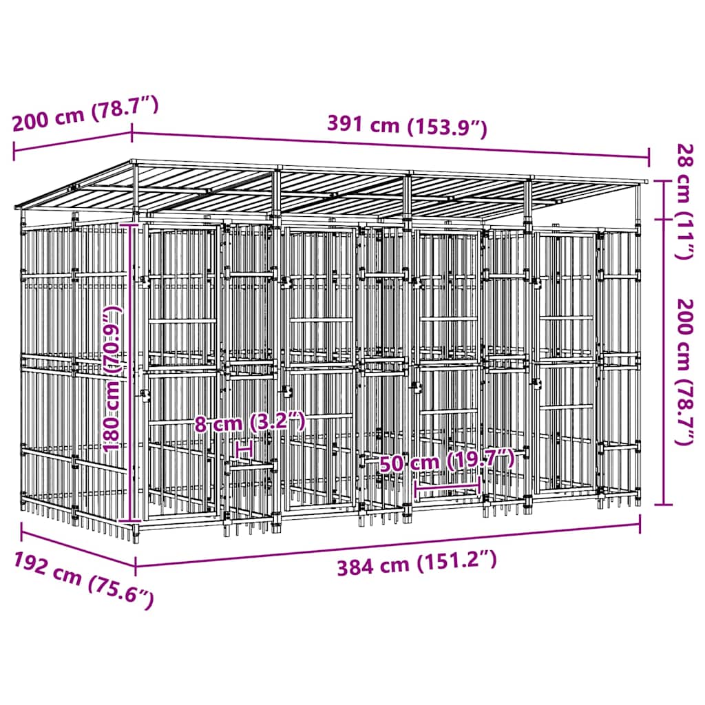 Dog Kennel | Black | Powder-coated steel | Large | Durable | Dog Kennel