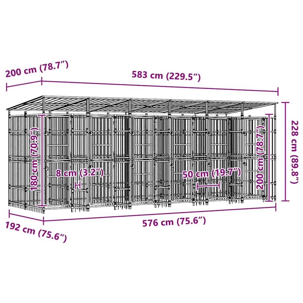 Dog Kennel | Black | Powder-coated steel | Large | Durable | Dog Kennel