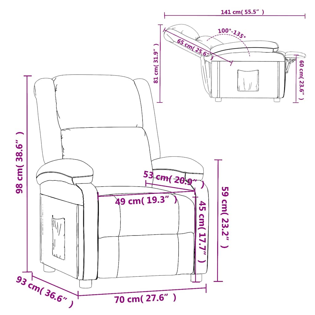 Recliner Chair Black Velvet