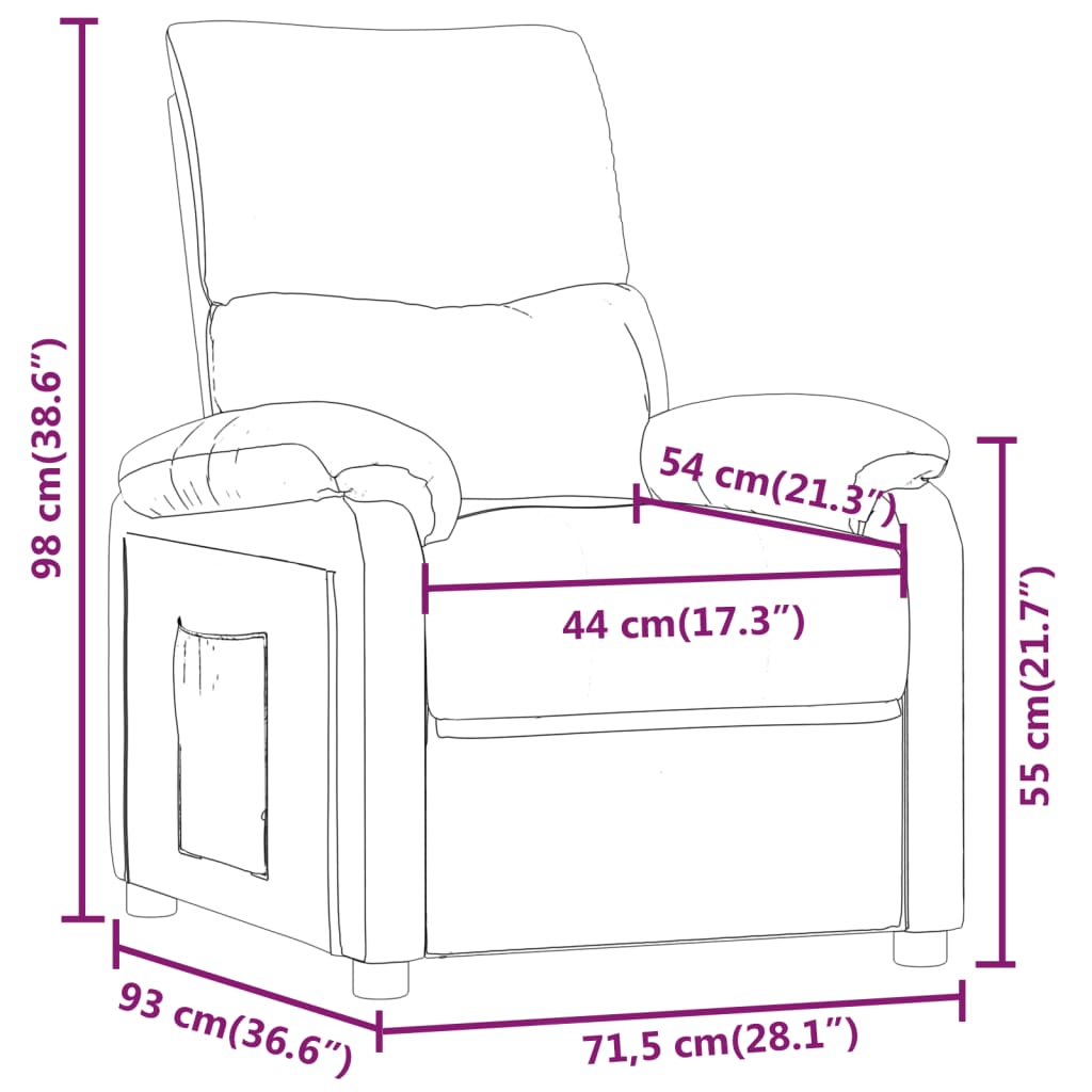 Recliner Chair Dark Brown Fabric