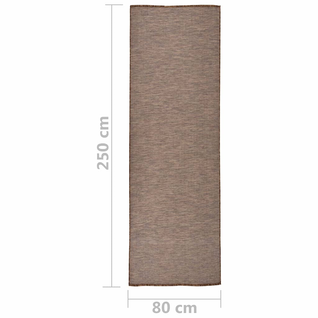 Outdoor Flatweave Rug 80x250 cm Brown