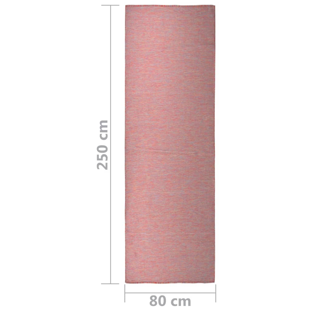 Outdoor Flatweave Rug 80x250 cm Red