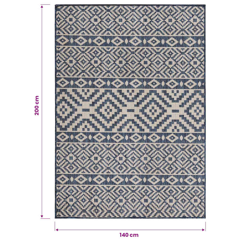 Outdoor Flatweave Rug 140x200 cm Blue Stripes