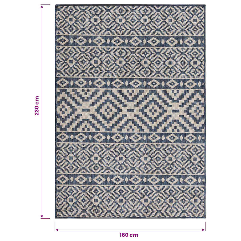 Outdoor Flatweave Rug 160x230 cm Blue Stripes