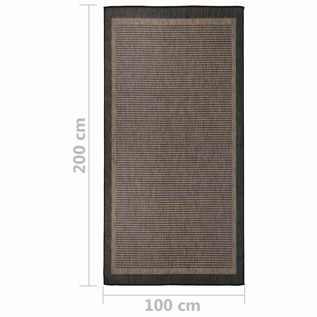 Outdoor Flatweave Rug 100x200 cm Dark Brown